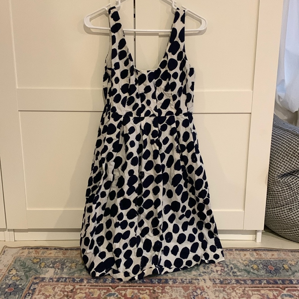 Jcrew navy and white dot dress. Cotton